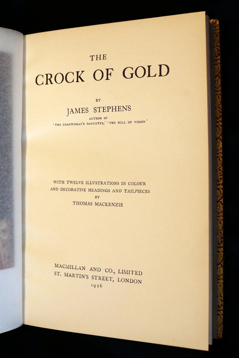 1926 Rare Book bound by Bayntun - The Crock of Gold by James Stephen & illustrated by Thomas Mackenzie.