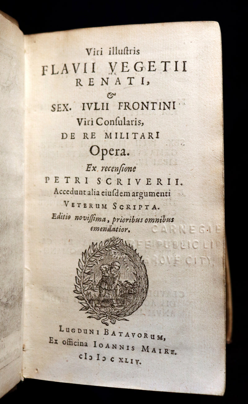 1644 Rare Latin Vellum Book - VEGETIUS on ROMAN WARFARE & POLYBIUS Military Organization.