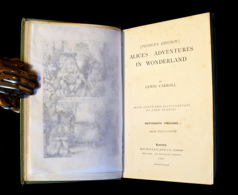 1897 Rare Victorian Book - Alice's Adventures in Wonderland by Lewis Carroll illustrated by John Tenniel.