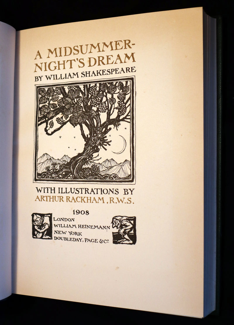 1908 Rare Book - Shakespeare's Midsummer Night's Dream. First Edition illustrated by Rackham.