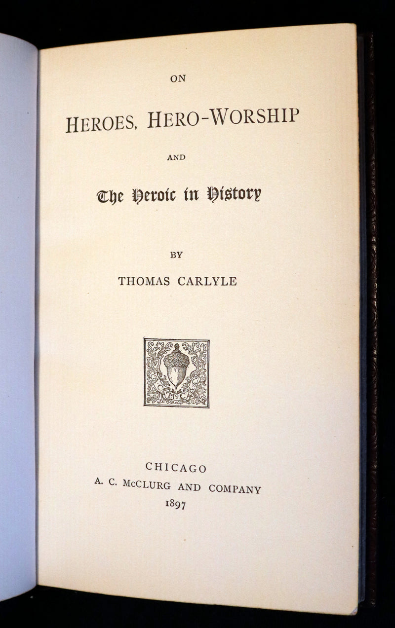 1897 Rare Book bound by Zaehnsdorf - On Heroes, Hero-Worship and the Heroic in History by Carlyle.