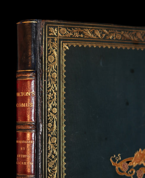 1921 Rare Limited Book Signed by Rackham - John Milton's COMUS in a beautiful Sangorski binding.
