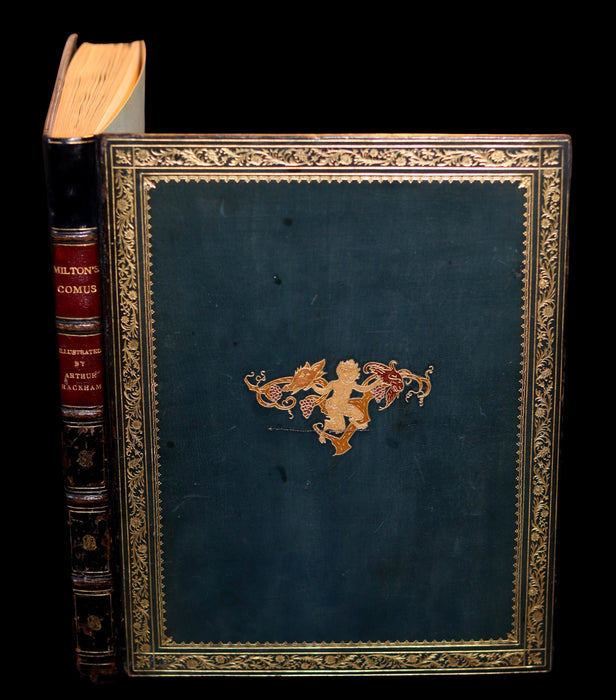 1921 Rare Limited Book Signed by Rackham - John Milton's COMUS in a beautiful Sangorski binding.