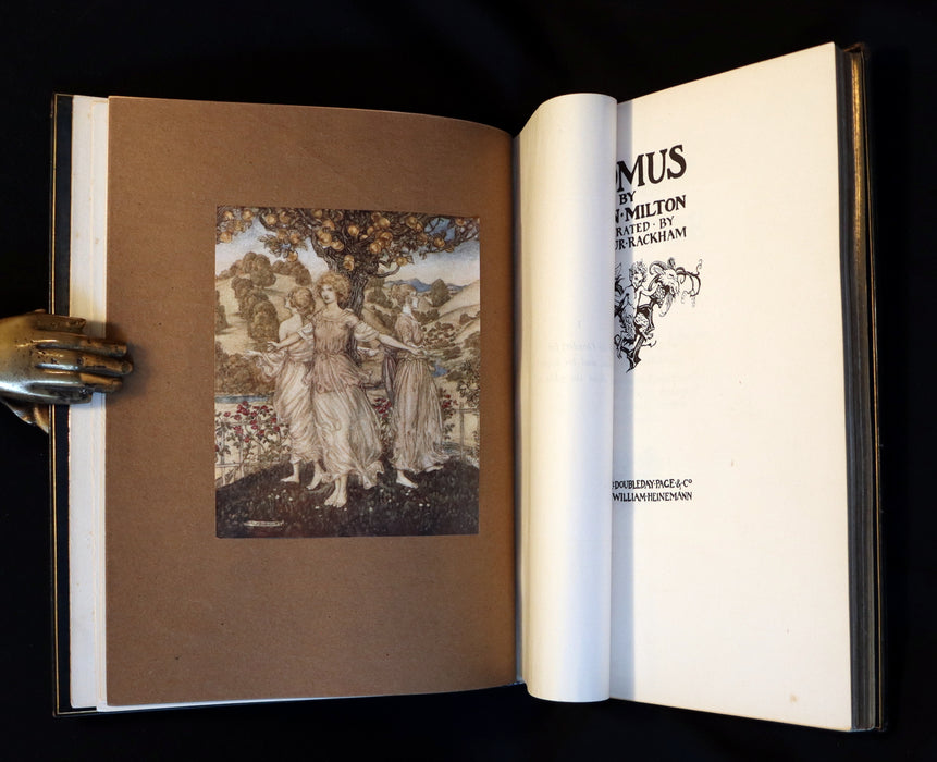 1921 Rare Limited Book Signed by Rackham - John Milton's COMUS in a beautiful Sangorski binding.