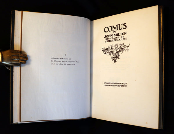 1921 Rare Limited Book Signed by Rackham - John Milton's COMUS in a beautiful Sangorski binding.