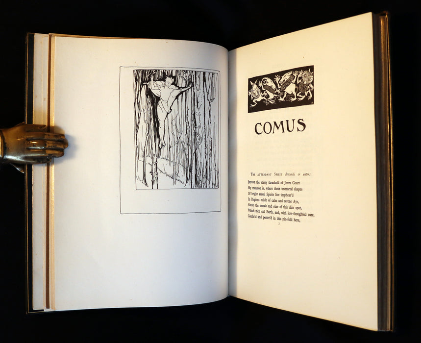 1921 Rare Limited Book Signed by Rackham - John Milton's COMUS in a beautiful Sangorski binding.