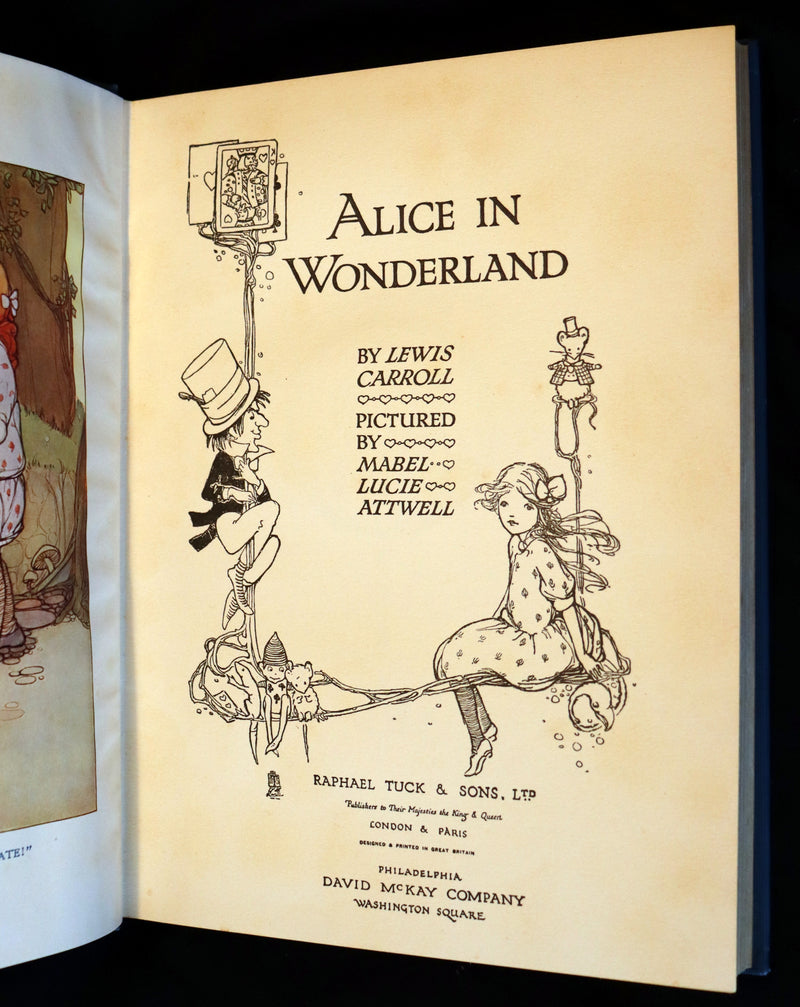 1920 Scarce Book - ALICE in Wonderland color illustrated by Mabel Lucie Attwell.