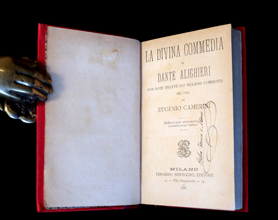 1889 Rare Italian Book - La Divina Commedia di DANTE ALIGHIERI - Divine Comedy.