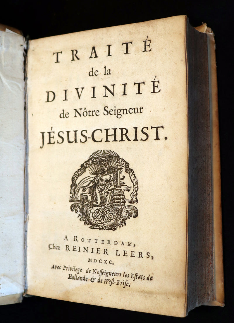 1690 Scarce French Vellum Book - Treatise on the divinity of Our Lord Jesus Christ by Jacques Abbadie.