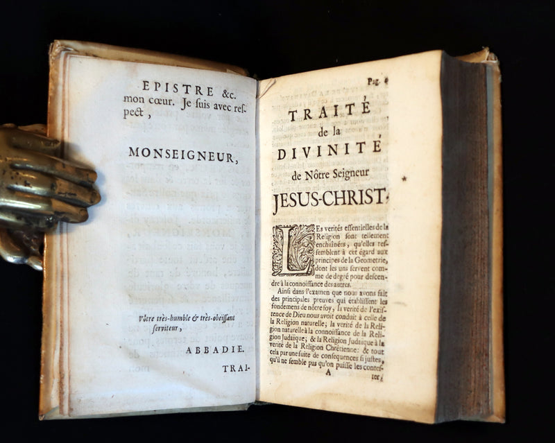 1690 Scarce French Vellum Book - Treatise on the divinity of Our Lord Jesus Christ by Jacques Abbadie.