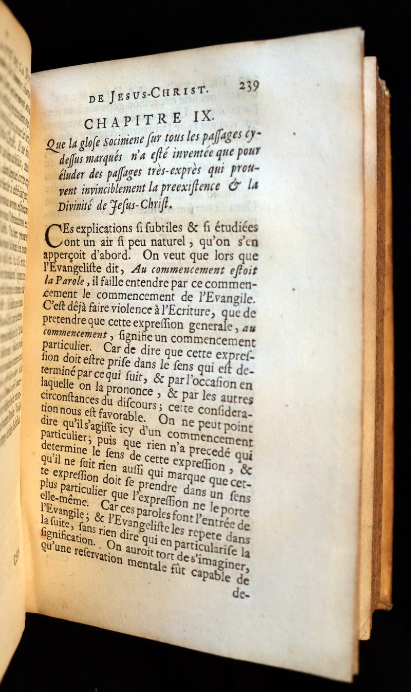 1690 Scarce French Vellum Book - Treatise on the divinity of Our Lord Jesus Christ by Jacques Abbadie.