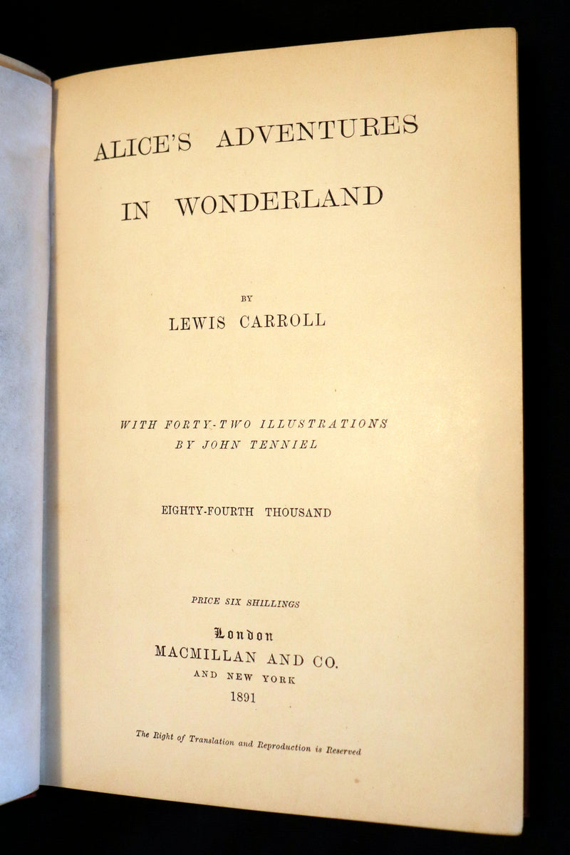 1891 Rare Victorian Book - Alice's Adventures in Wonderland by Lewis Carroll.