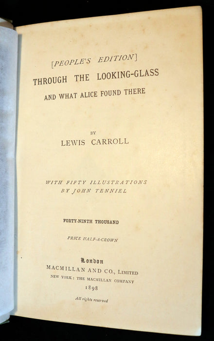 1898 Rare Victorian Book - Through the Looking Glass, and What Alice Found There by Lewis Carroll.