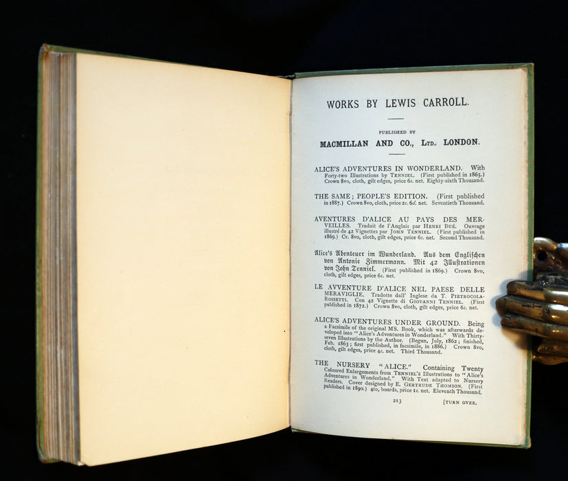 1898 Rare Victorian Book - Through the Looking Glass, and What Alice Found There by Lewis Carroll.