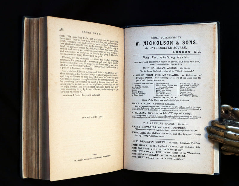 1885 Scarce Edition - WUTHERING HEIGHTS by Ellis Bell; And Agnes Grey by Acton Bell.