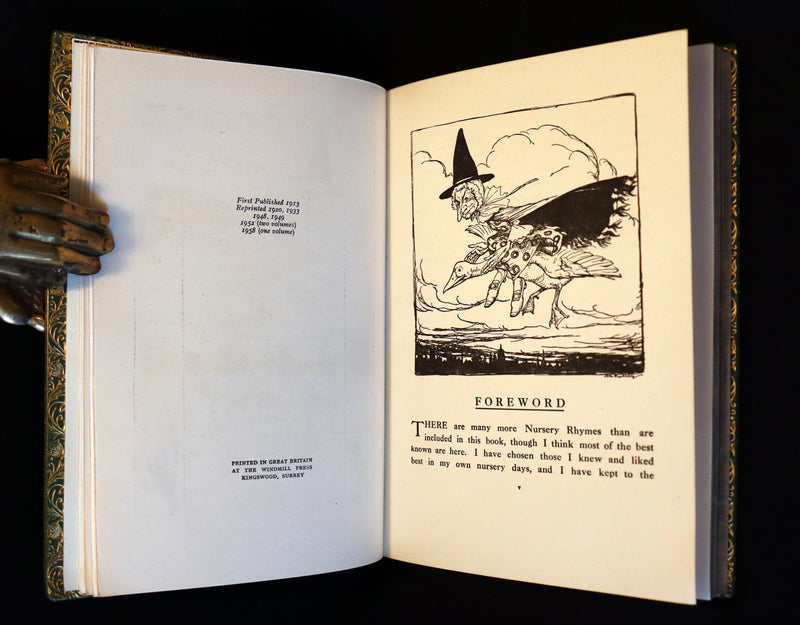 1958 Scarce Book beautifully bound by Frost - MOTHER GOOSE illustrated by Arthur Rackham.