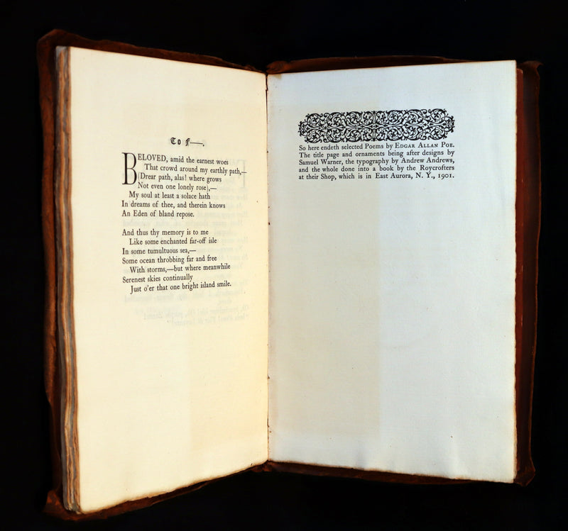 1901 Rare Book -The Poems by Edgar A Poe done into a Printed Book by the Roycrofters.