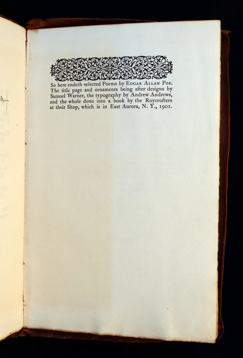 1901 Rare Book -The Poems by Edgar A Poe done into a Printed Book by the Roycrofters.