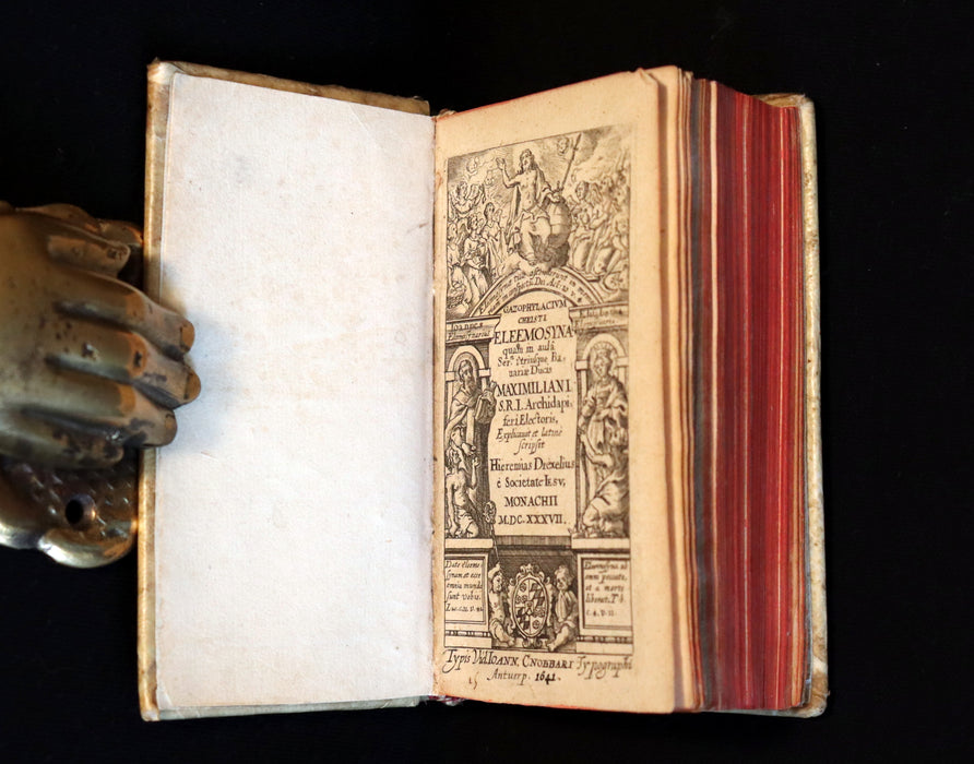 1641 Rare Latin Vellum Book - Jesuit Jeremias Drexel Gazophylacium Christi Eleemosyna.