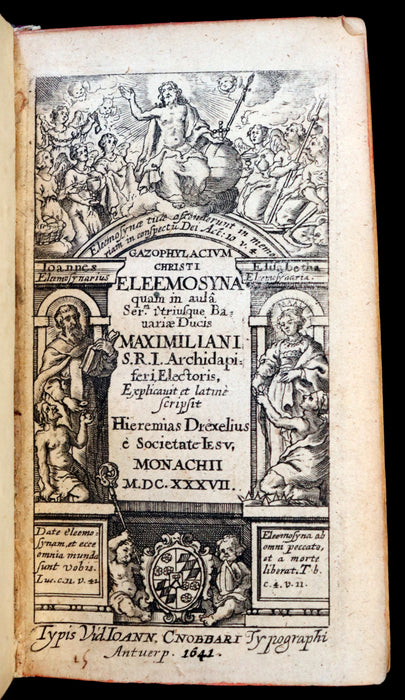 1641 Rare Latin Vellum Book - Jesuit Jeremias Drexel Gazophylacium Christi Eleemosyna.