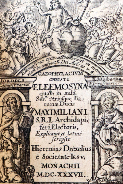 1641 Rare Latin Vellum Book - Jesuit Jeremias Drexel Gazophylacium Christi Eleemosyna.