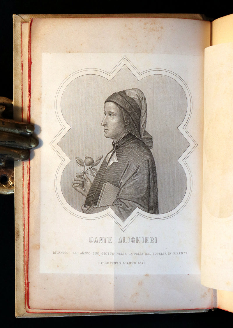 1881 Rare Italian Vellum Book - La Divina Commedia di DANTE ALIGHIERI - Divine Comedy.
