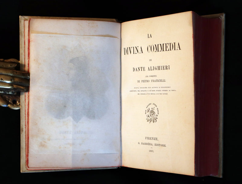 1881 Rare Italian Vellum Book - La Divina Commedia di DANTE ALIGHIERI - Divine Comedy.