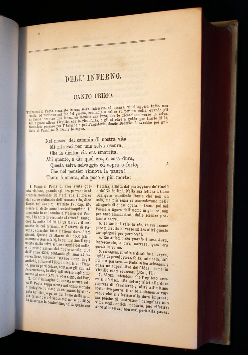 1881 Rare Italian Vellum Book - La Divina Commedia di DANTE ALIGHIERI - Divine Comedy.