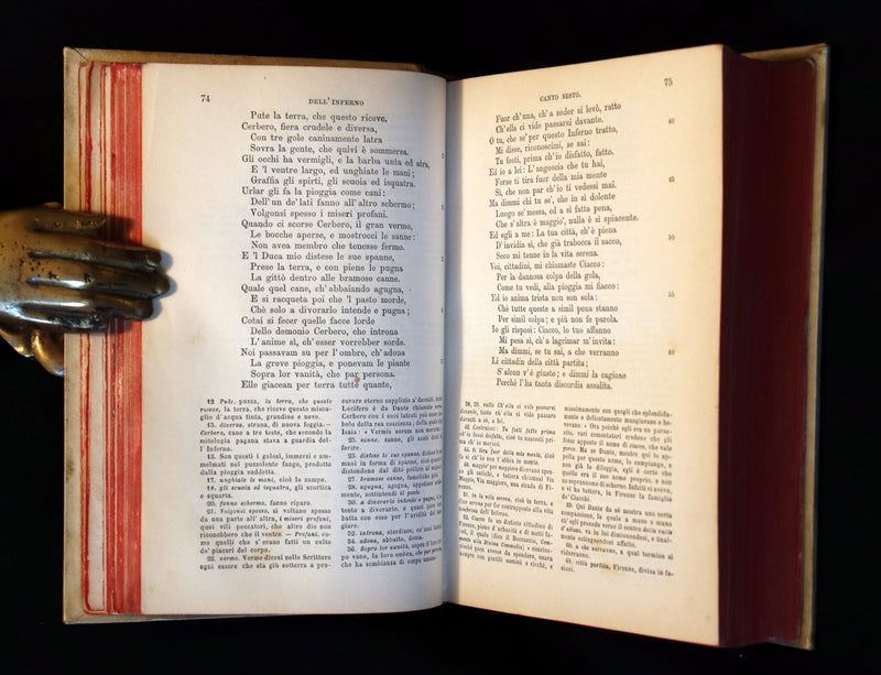 1881 Rare Italian Vellum Book - La Divina Commedia di DANTE ALIGHIERI - Divine Comedy.