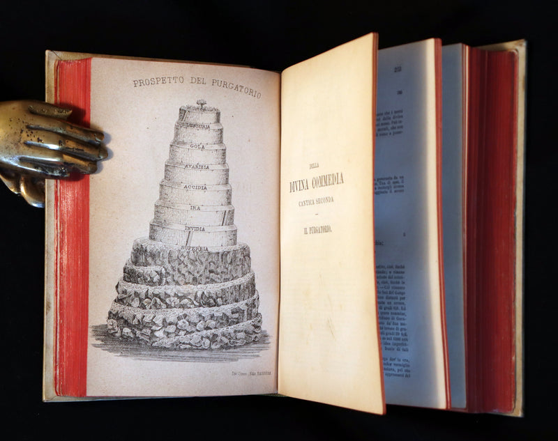 1881 Rare Italian Vellum Book - La Divina Commedia di DANTE ALIGHIERI - Divine Comedy.