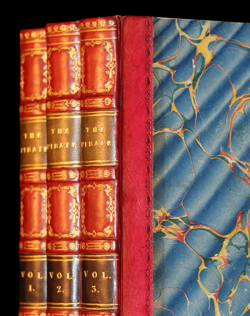 1822 Rare First Edition Book set in Regency binding - The PIRATE by Walter Scott. Baron Newborough copy.