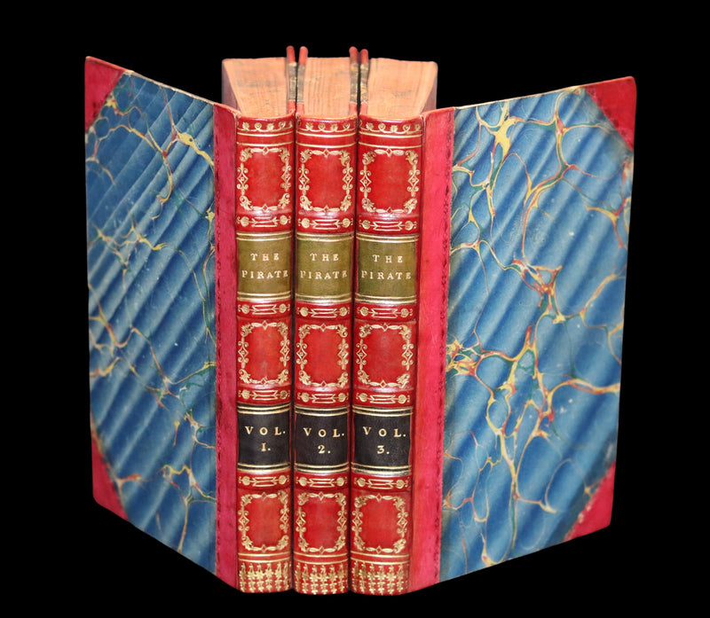 1822 Rare First Edition Book set in Regency binding - The PIRATE by Walter Scott. Baron Newborough copy.