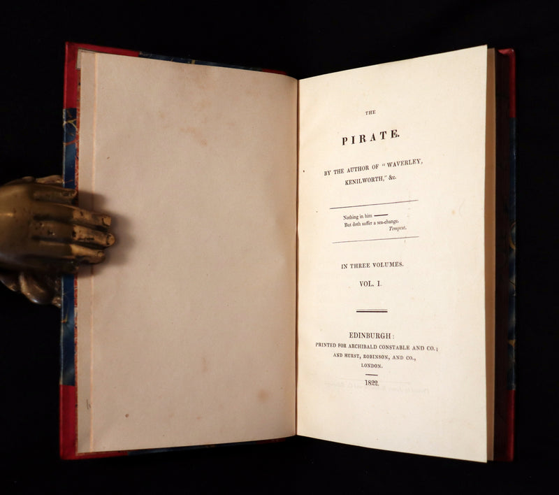 1822 Rare First Edition Book set in Regency binding - The PIRATE by Walter Scott. Baron Newborough copy.