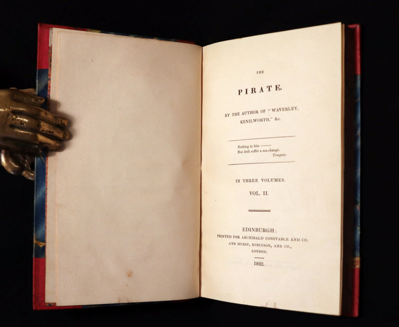 1822 Rare First Edition Book set in Regency binding - The PIRATE by Walter Scott. Baron Newborough copy.