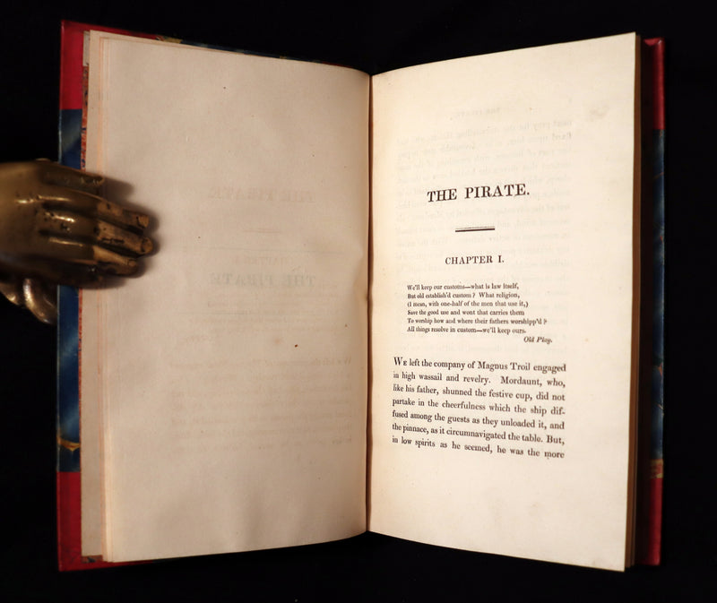 1822 Rare First Edition Book set in Regency binding - The PIRATE by Walter Scott. Baron Newborough copy.
