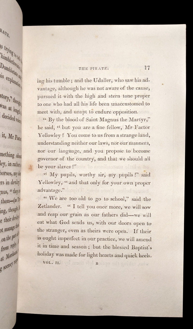 1822 Rare First Edition Book set in Regency binding - The PIRATE by Walter Scott. Baron Newborough copy.