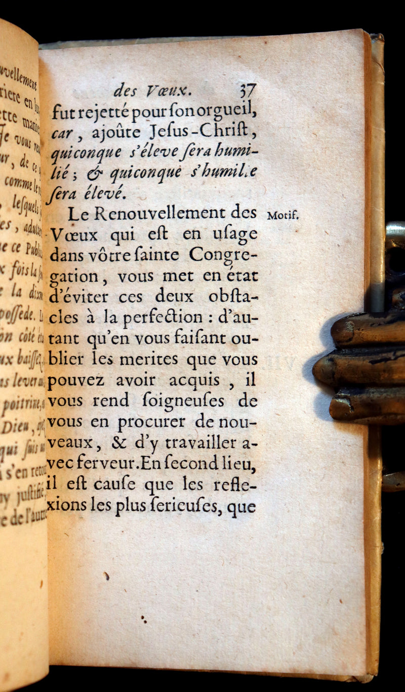 1698 Scarce French Vellum Book - Discourse on Renewal of Religious VOWS by Jean Pic. 1stED.