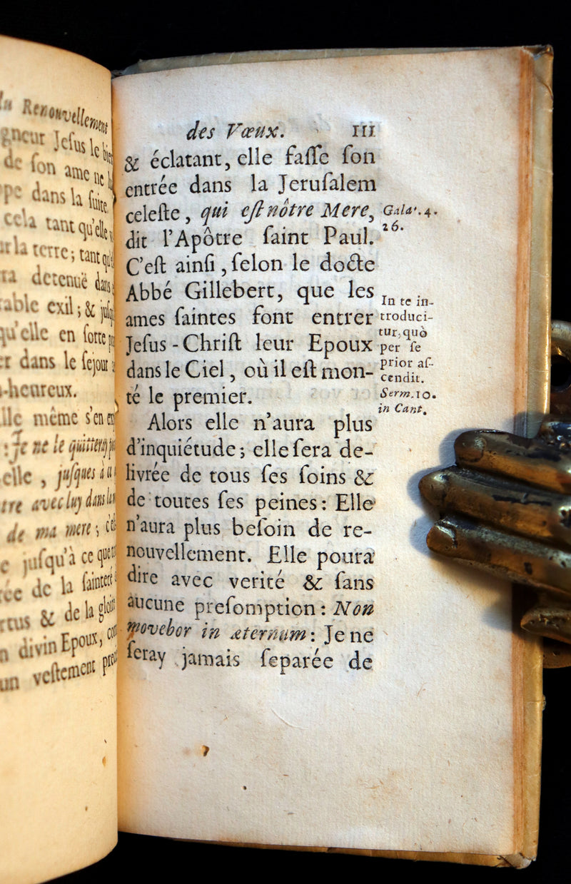 1698 Scarce French Vellum Book - Discourse on Renewal of Religious VOWS by Jean Pic. 1stED.