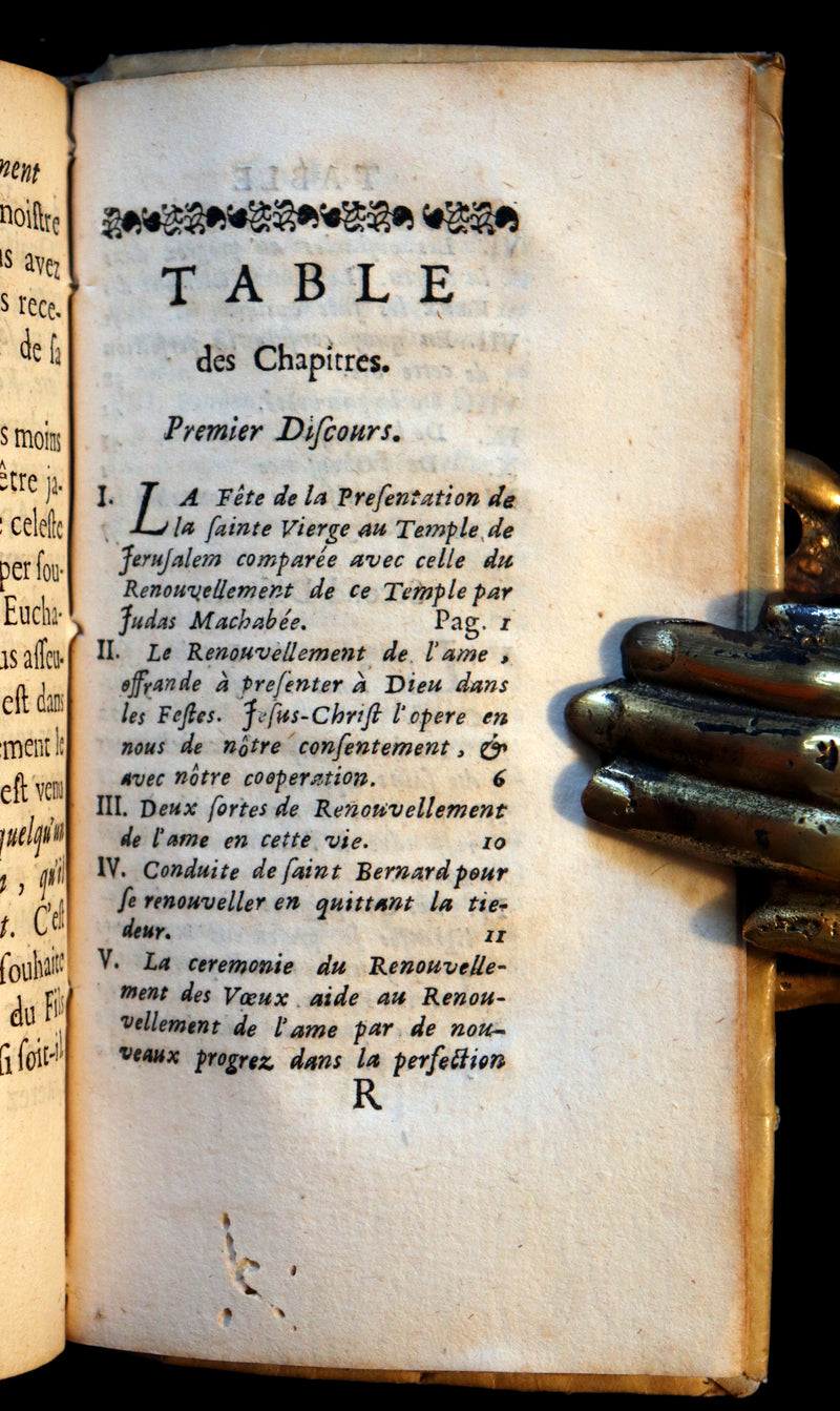 1698 Scarce French Vellum Book - Discourse on Renewal of Religious VOWS by Jean Pic. 1stED.