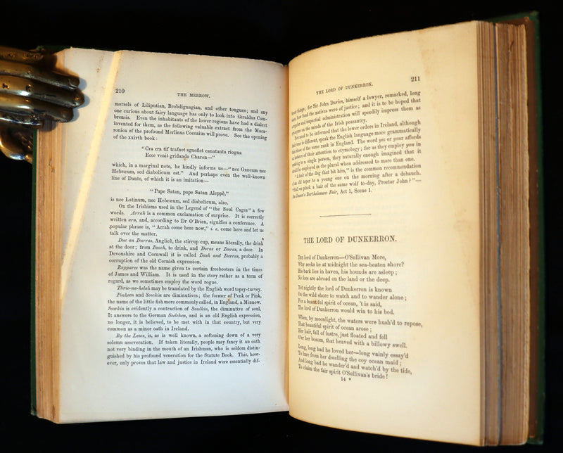 1870 Scarce Book ~ Fairy Legends and Traditions of the South of Ireland by Thomas Crofton Croker.