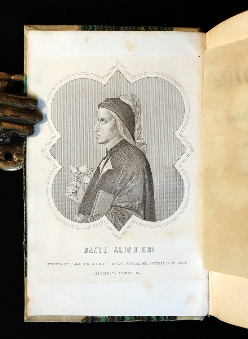 1860 Rare Italian Vellum Book - La Divina Commedia di DANTE ALIGHIERI - Divine Comedy.