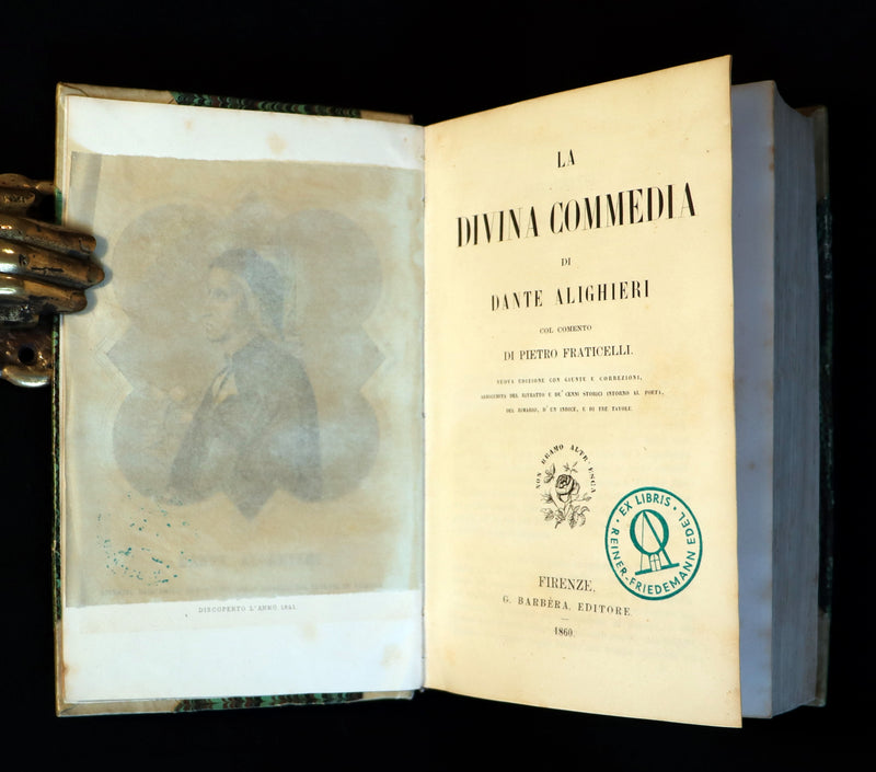 1860 Rare Italian Vellum Book - La Divina Commedia di DANTE ALIGHIERI - Divine Comedy.