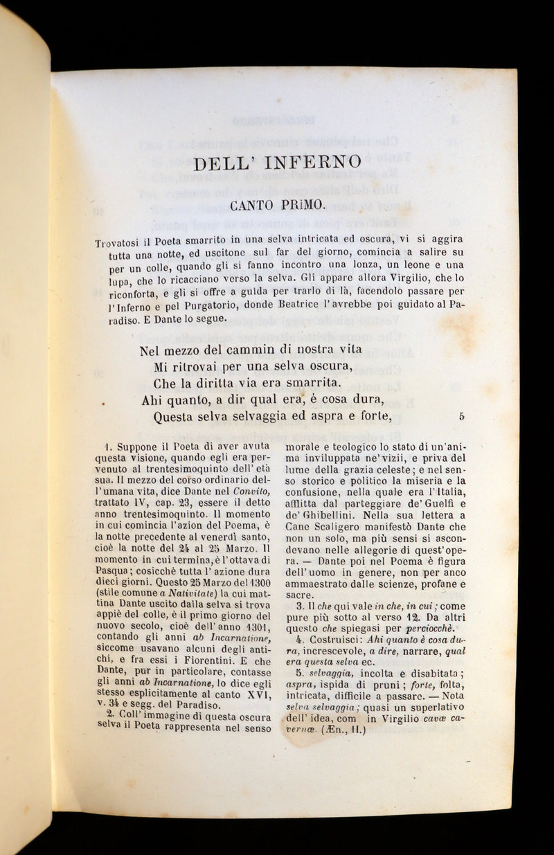 1860 Rare Italian Vellum Book - La Divina Commedia di DANTE ALIGHIERI - Divine Comedy.