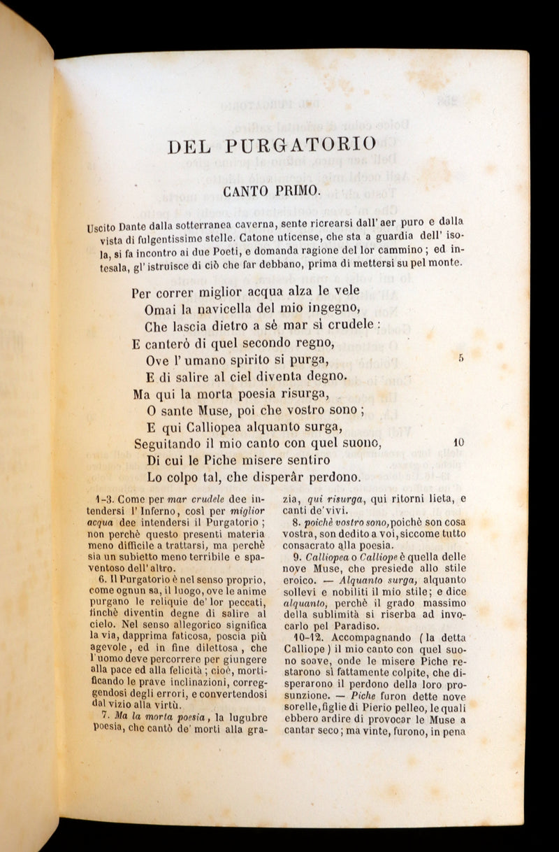 1860 Rare Italian Vellum Book - La Divina Commedia di DANTE ALIGHIERI - Divine Comedy.