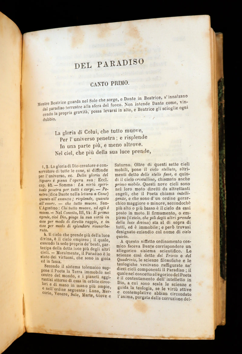 1860 Rare Italian Vellum Book - La Divina Commedia di DANTE ALIGHIERI - Divine Comedy.
