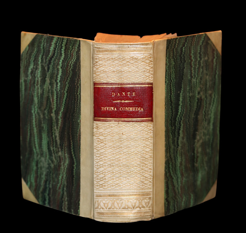 1860 Rare Italian Vellum Book - La Divina Commedia di DANTE ALIGHIERI - Divine Comedy.