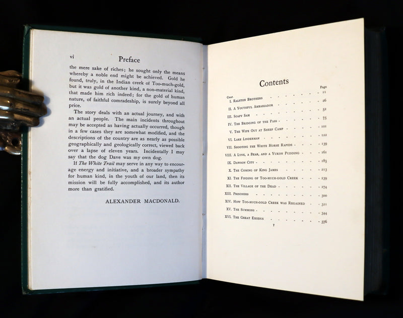 1909 Rare Book - The White Trail A Story of the Early Days of Klondike by Alexander MacDonald.