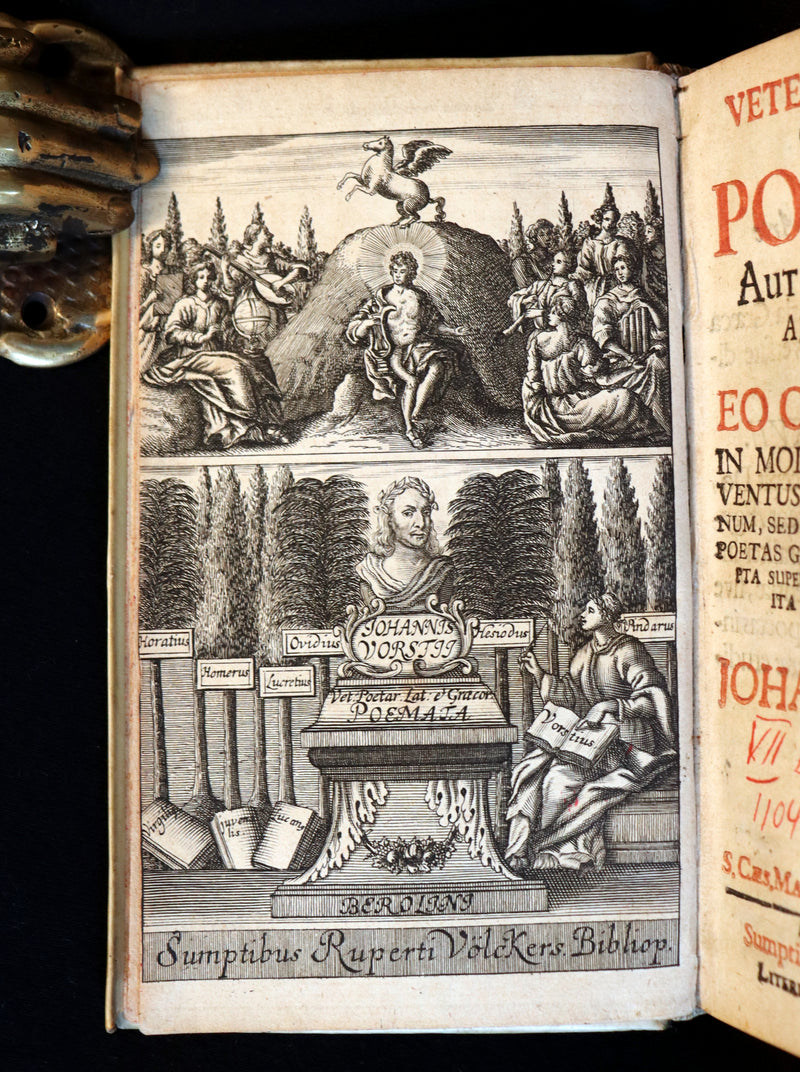 1692 Scarce Greek Latin Vellum Book - Ancient GREEK Poets and Poems by Johannes Vorst.