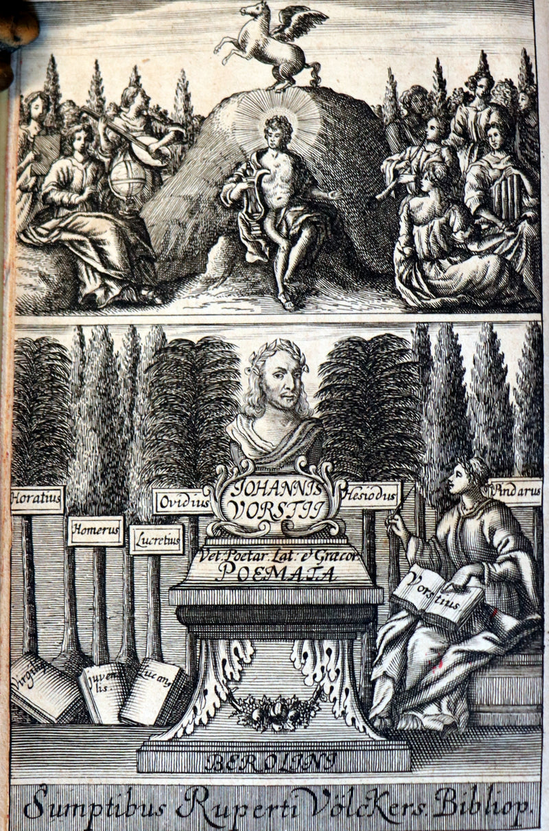 1692 Scarce Greek Latin Vellum Book - Ancient GREEK Poets and Poems by Johannes Vorst.