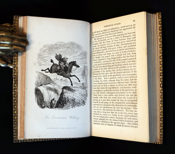 1831 Rare Book set bound by Kaufmann - The Adventures of Peregrine Pickle illustrated by Cruikshank.